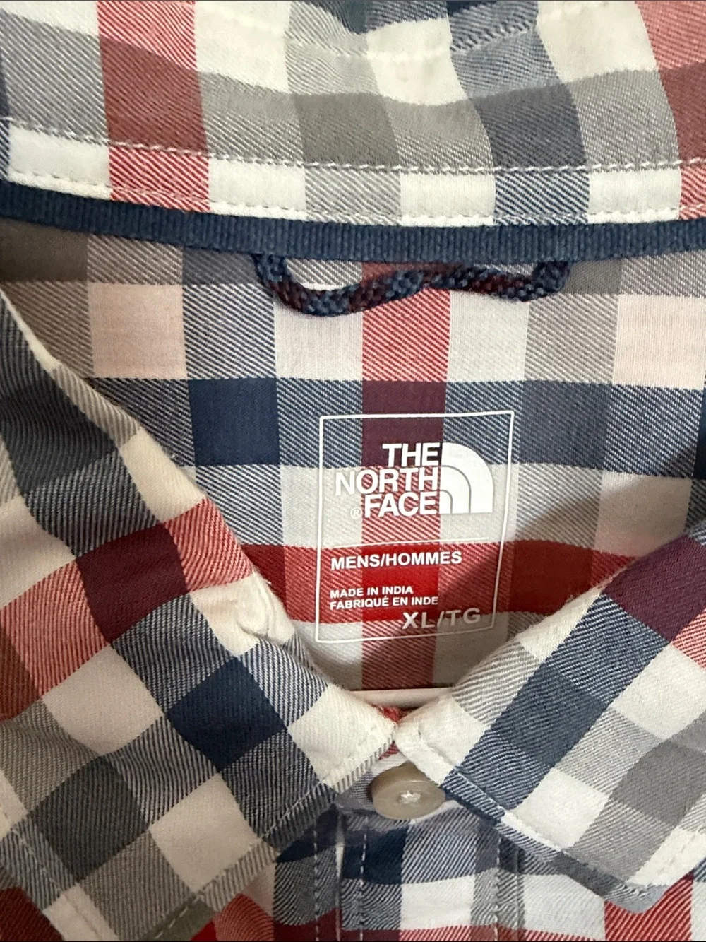 The North Face checkered button front men's shirt - size XL